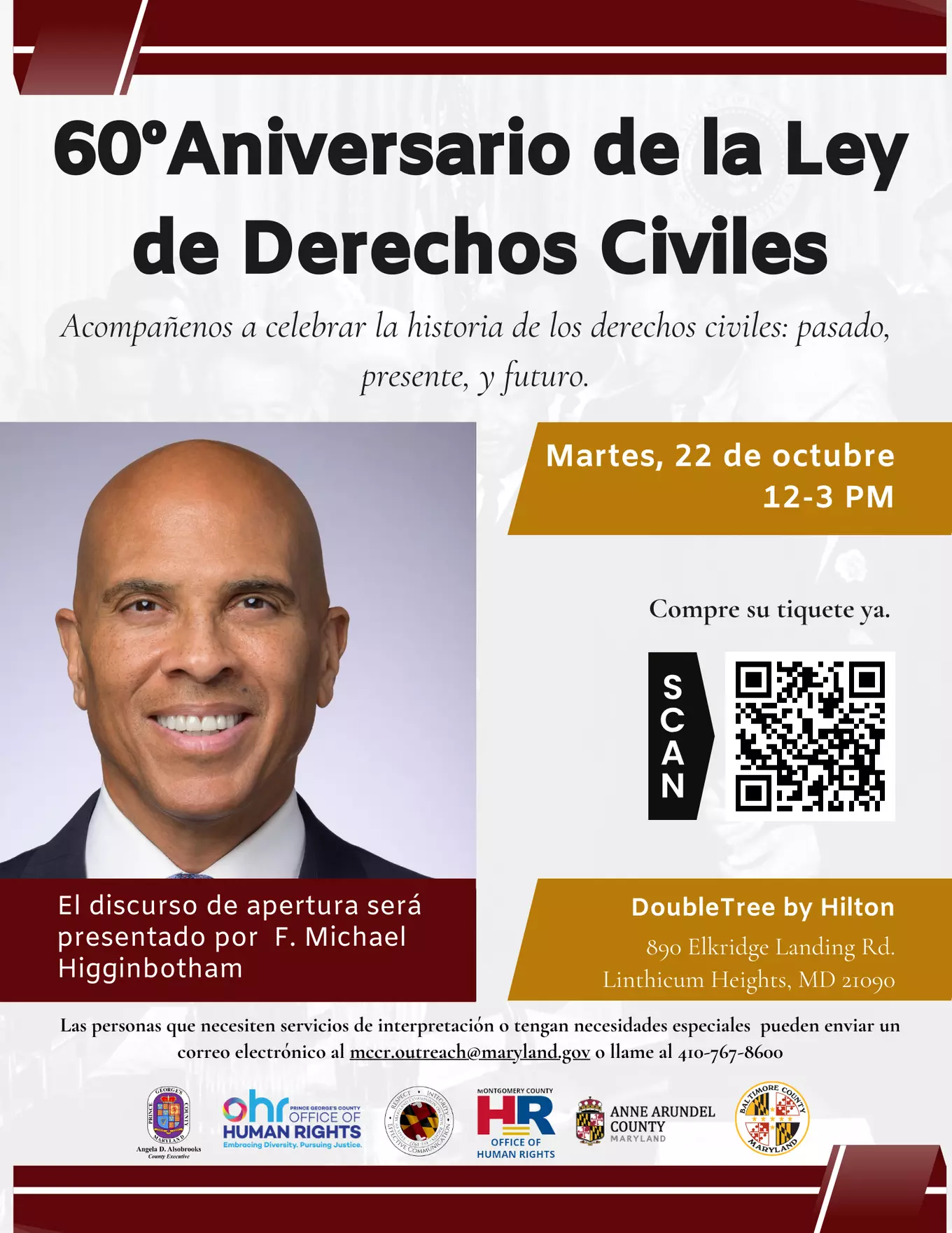 IMAGE: Spanish flyer for the MCCR 60th Anniversary of the Civil Rights Act Luncheon