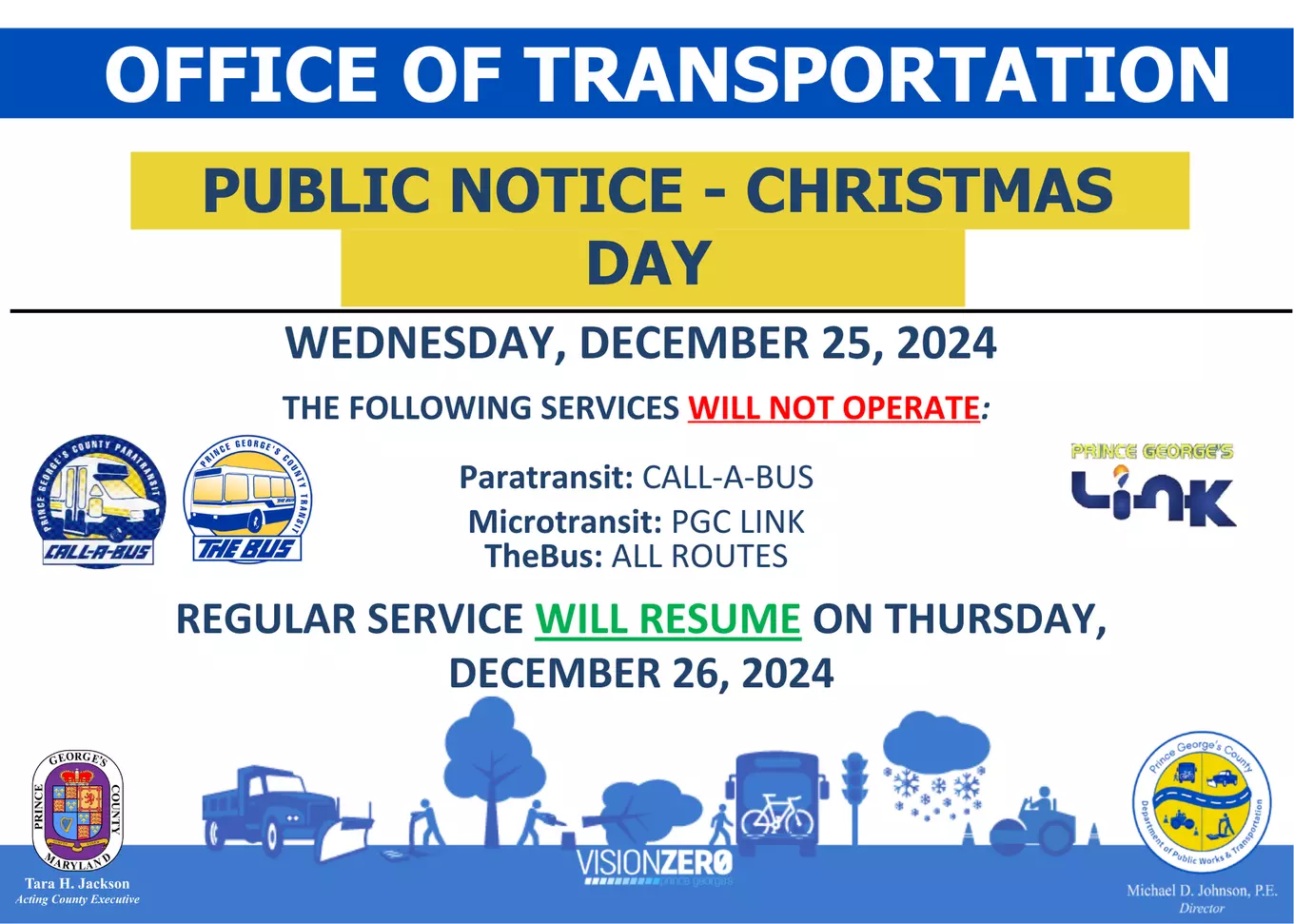 Public Notice - Christmas Day