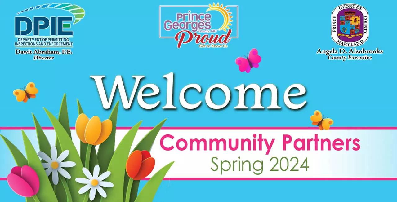 Spring Community Partners' banner with colorful flowers and butterflies