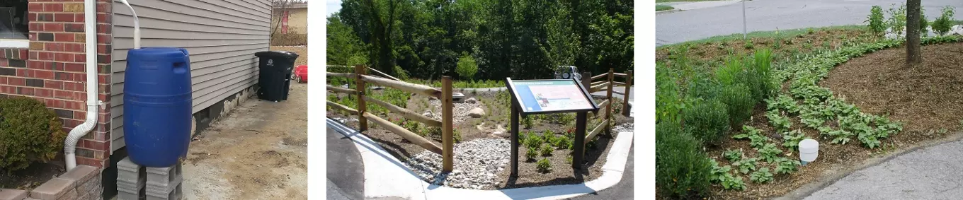 banner planting stormwater rain barrel