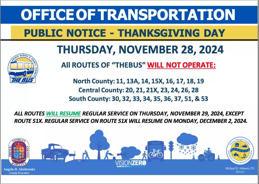 TheBus will not operate on Thursday, November 28th