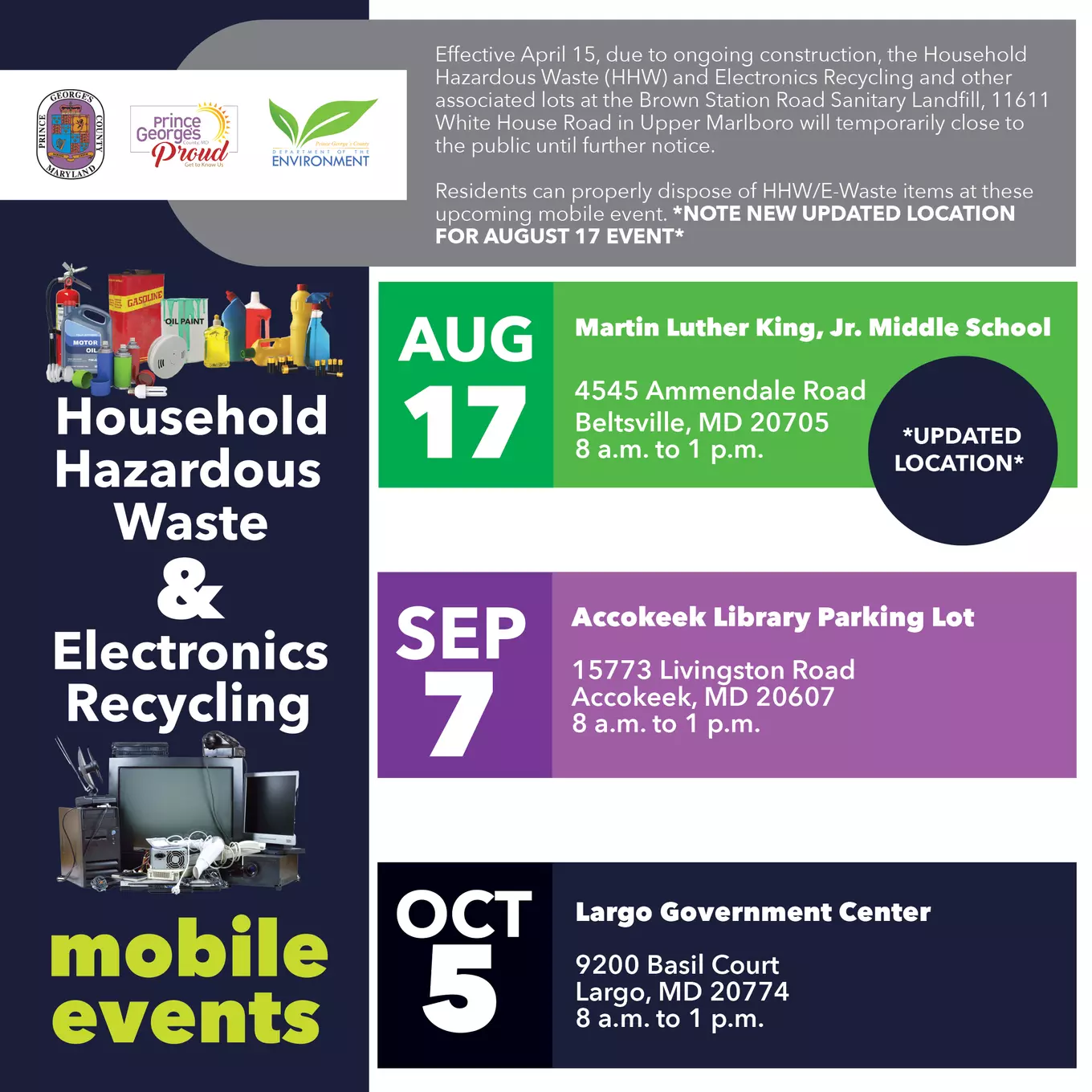 HHW/E-Waste Mobile Collection Sites