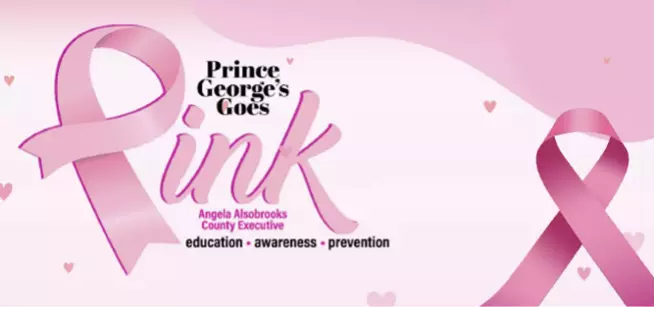 Prince George's Goes Pink logo: Education. Awareness. Prevention