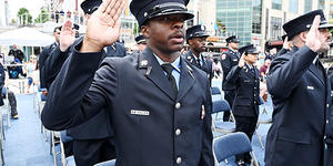 Group of Firefighters being sworn in