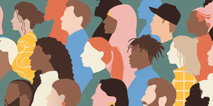 illustration of silhouettes of many diverse people