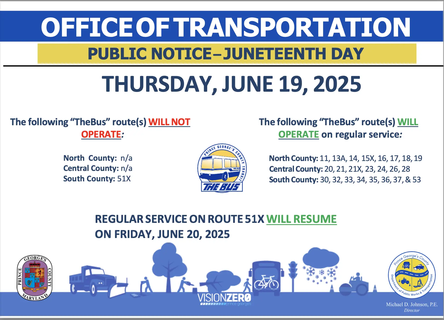 Juneteenth Public Notice for Transit Closures