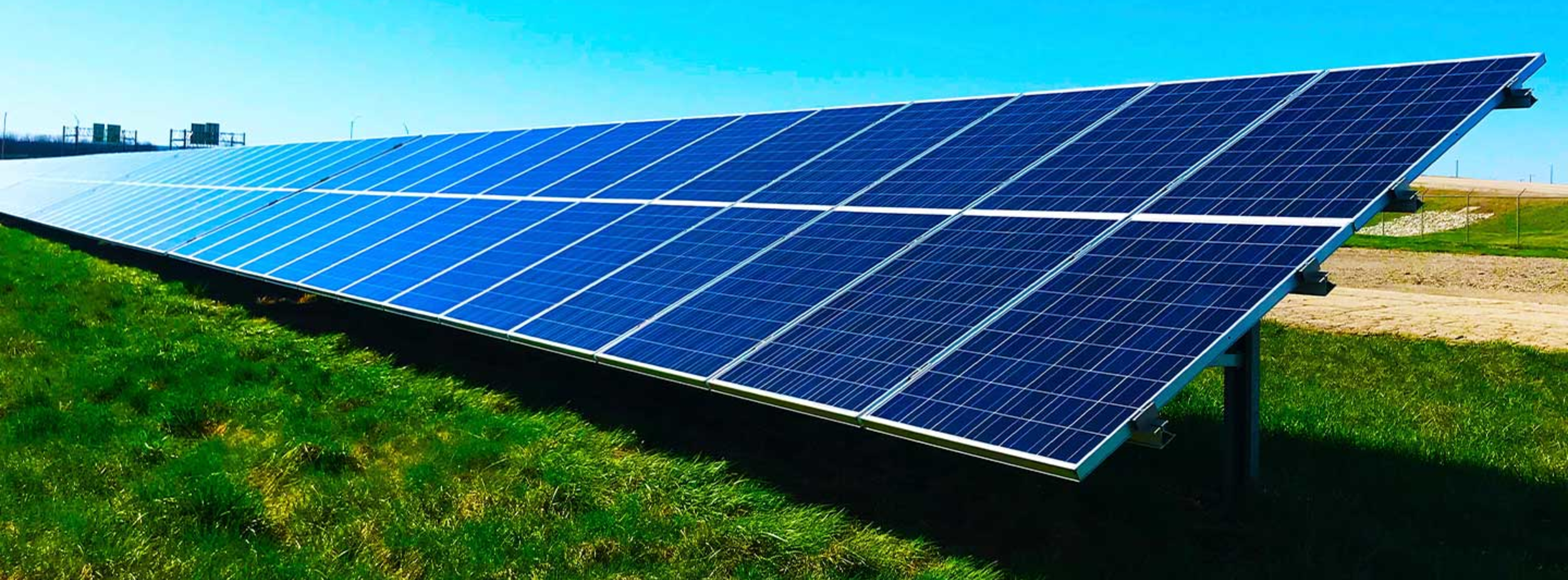 Solar panels in a field