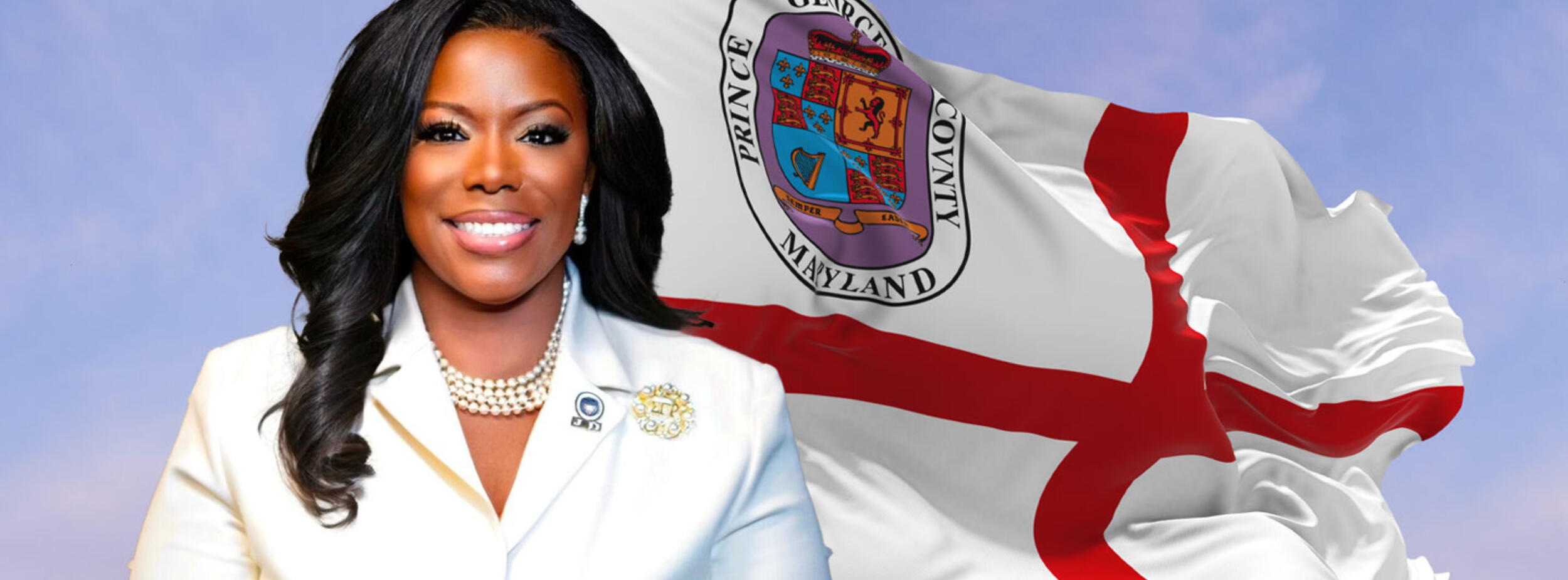 County Executive Aisha Braveboy and Prince George's County flag